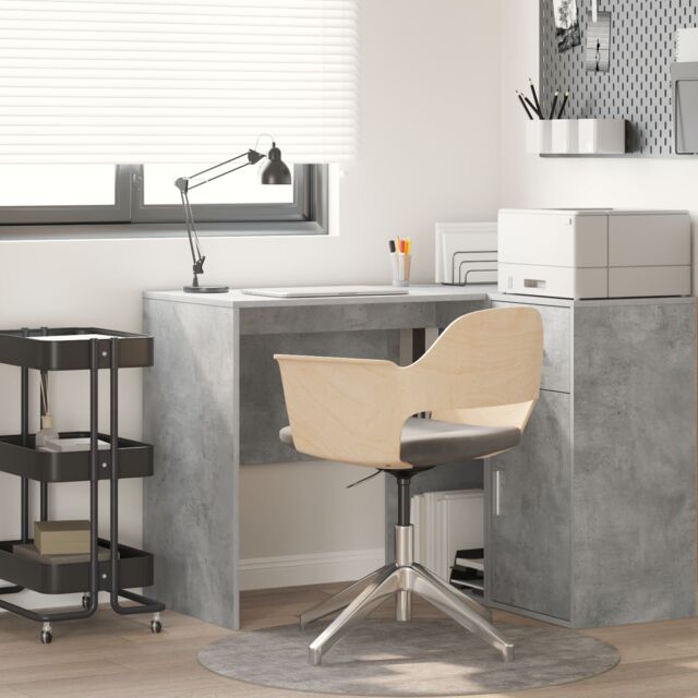 Berkfield Home Writing Desk Concrete grey Wood composite Compact Storage - image 1