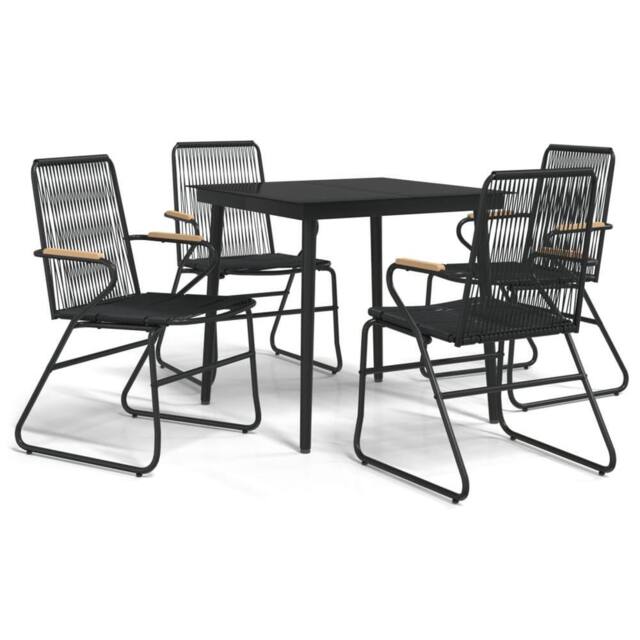 Berkfield Home 5 Piece Garden Dining Set Black PVC Rattan - image 1