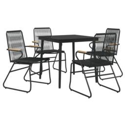 Berkfield Home 5 Piece Garden Dining Set Black PVC Rattan - thumbnail 3