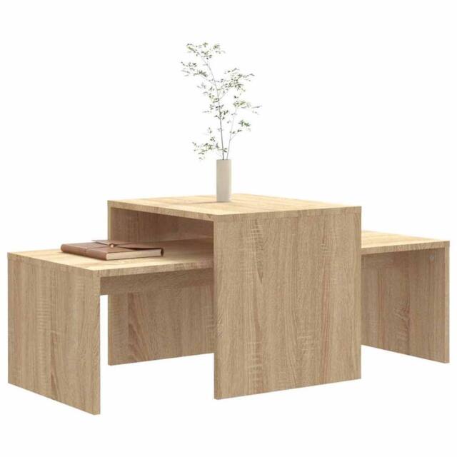 Berkfield Home Durable Coffee Table Set Sonoma Oak 100x48x40 cm Engineered Wood in Light Brown - Size: 100 x 48 x 40 cm - image 1