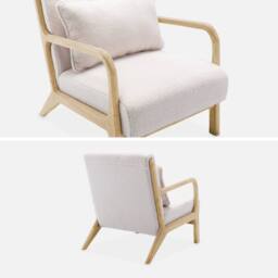 sweeek Scandi-style Boucle Wooden Armchair With Cushion in White - thumbnail 3