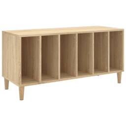 Berkfield Home Record Cabinet Sonoma Oak 100x38x48 cm Engineered Wood in Light Tan - Size: 100 x 38 x 48 cm - thumbnail 3