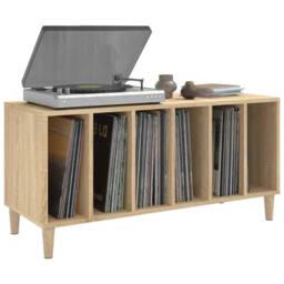 Berkfield Home Record Cabinet Sonoma Oak 100x38x48 cm Engineered Wood in Light Tan - Size: 100 x 38 x 48 cm - thumbnail 4