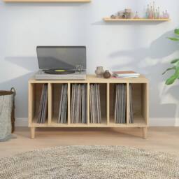 Berkfield Home Record Cabinet Sonoma Oak 100x38x48 cm Engineered Wood in Light Tan - Size: 100 x 38 x 48 cm - thumbnail 1