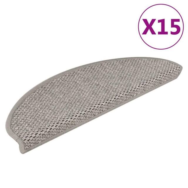 Berkfield Home Stair Mats Self-adhesive Sisal-Look 15 pcs 65x21x4 cm Silver - Size: Medium - image 1