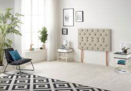 Somnior Premier Tweed Fabric Sprung Memory Foam 4 Drawer Divan Bed Set with Upholstered Headboard in Natural - Size: Double - thumbnail 5