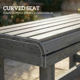 OUTSUNNY Wooden Garden Bench, 2 Seater Slatted Outdoor Bench in Grey - thumbnail 5