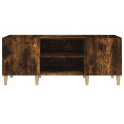 Berkfield Home Record Cabinet Smoked Oak 121x38x48 cm Engineered Wood in Brown - Size: 121 x 38 x 48 cm - thumbnail 5