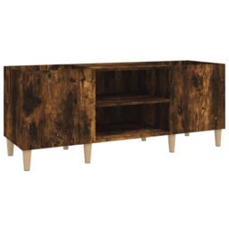 Berkfield Home Record Cabinet Smoked Oak 121x38x48 cm Engineered Wood in Brown - Size: 121 x 38 x 48 cm - thumbnail 2