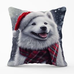 Warren Reed - Designer Christmas Samoyed Cushion in White - Size: 45 cm x 45 cm - thumbnail 1