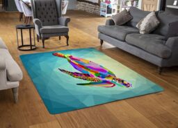 Benjamin Tate Design Geometric Blue Water Ocean Designer Rug in Natural - Size: Large - thumbnail 2