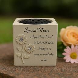 David Fischhoff Memorial Grave Sunflower Rose Bowl - Special Mam in Cream - thumbnail 3