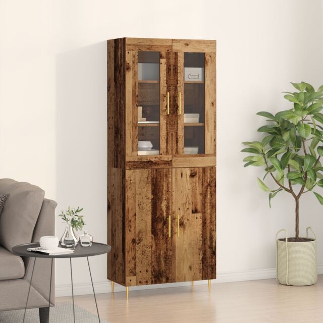 Berkfield Home Highboard Old Wood 69.5x34x180 cm Engineered Wood in Brown - image 1