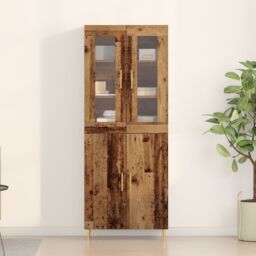 Berkfield Home Highboard Old Wood 69.5x34x180 cm Engineered Wood in Brown - thumbnail 4
