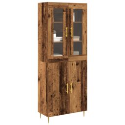 Berkfield Home Highboard Old Wood 69.5x34x180 cm Engineered Wood in Brown - thumbnail 3