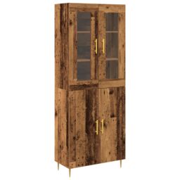 Berkfield Home Highboard Old Wood 69.5x34x180 cm Engineered Wood in Brown - thumbnail 2