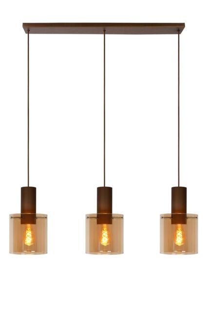 Lucide 'TOLEDO' Dimmable Adjustable Indoor Vintage Bar Pendant Light 3xE27 in Orange - image 1