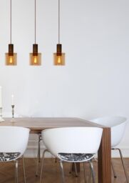 Lucide 'TOLEDO' Dimmable Adjustable Indoor Vintage Bar Pendant Light 3xE27 in Orange - thumbnail 4