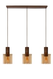 Lucide 'TOLEDO' Dimmable Adjustable Indoor Vintage Bar Pendant Light 3xE27 in Orange - thumbnail 2