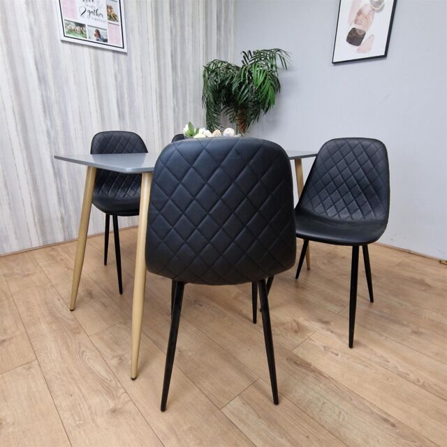KOSY KOALA Modern Rectangle Dark Grey Dining Table Set With 4 Black Chairs Dining Room Furniture - image 1
