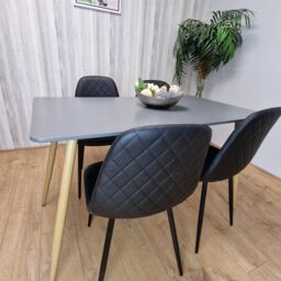 KOSY KOALA Modern Rectangle Dark Grey Dining Table Set With 4 Black Chairs Dining Room Furniture - thumbnail 7