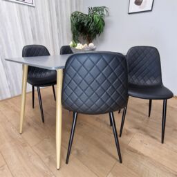 KOSY KOALA Modern Rectangle Dark Grey Dining Table Set With 4 Black Chairs Dining Room Furniture - thumbnail 3