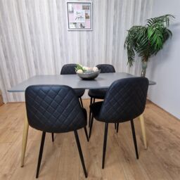 KOSY KOALA Modern Rectangle Dark Grey Dining Table Set With 4 Black Chairs Dining Room Furniture - thumbnail 6