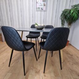 KOSY KOALA Modern Rectangle Dark Grey Dining Table Set With 4 Black Chairs Dining Room Furniture - thumbnail 5
