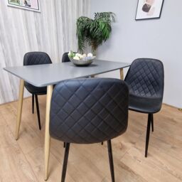 KOSY KOALA Modern Rectangle Dark Grey Dining Table Set With 4 Black Chairs Dining Room Furniture - thumbnail 2