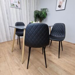 KOSY KOALA Modern Rectangle Dark Grey Dining Table Set With 4 Black Chairs Dining Room Furniture - thumbnail 1