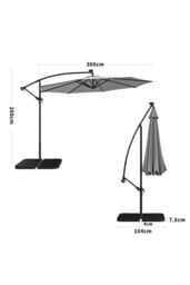 Garden Sanctuary Large 32 LED Lights Cantilever Garden Parasol，Cross Base & Square Base in Light Grey - thumbnail 6