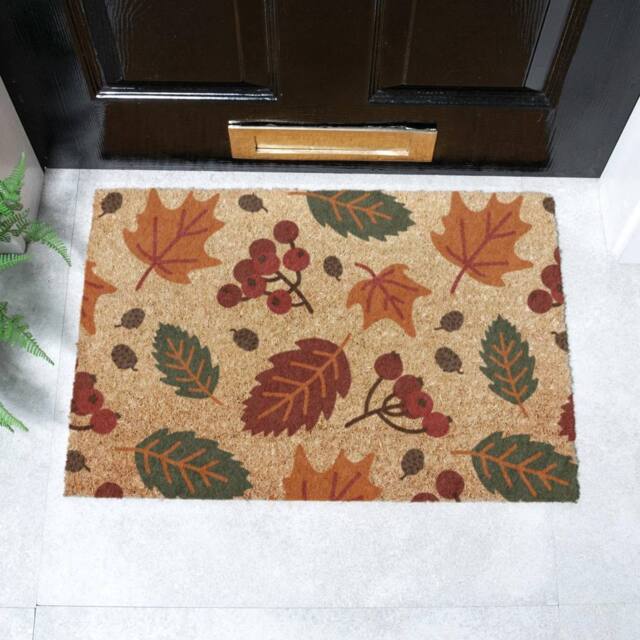 Artsy Mats Autumn Leaves Doormat (60 x 40cm) in Brown - Size: 40 cm x 60 cm - image 1