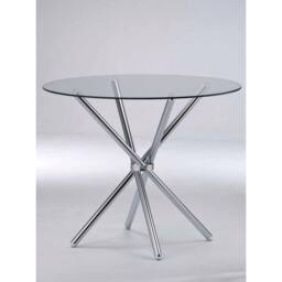 Lemon Pavilion Furniture Casa Dining Table with Glass Top - L90 x W90 x H74.5 cm - Clear - Size: 1 Pack