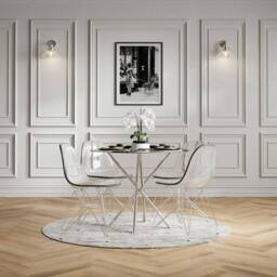 Lemon Pavilion Furniture Casa Dining Table with Glass Top - L90 x W90 x H74.5 cm - Clear - Size: 1 Pack - thumbnail 6