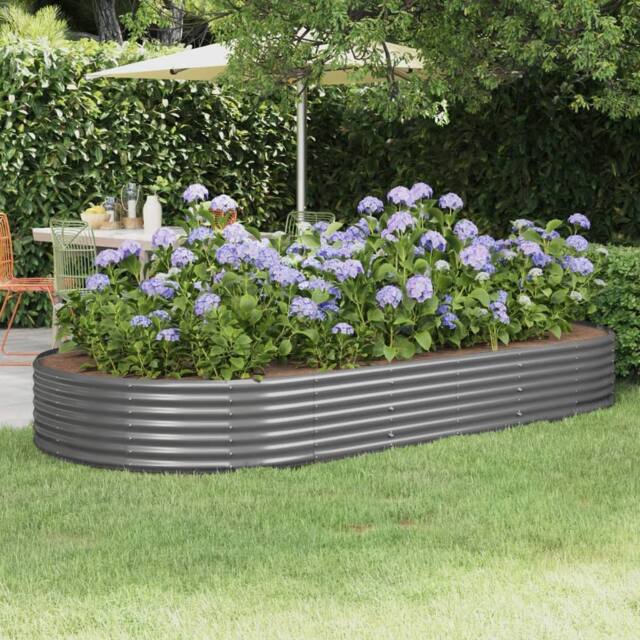Berkfield Home Garden Raised Bed Powder-coated Steel 296x140x36 cm Grey - Size: 296 x 140 x 36 cm - image 1