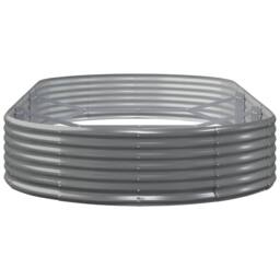 Berkfield Home Garden Raised Bed Powder-coated Steel 296x140x36 cm Grey - Size: 296 x 140 x 36 cm - thumbnail 4