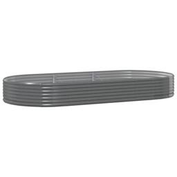 Berkfield Home Garden Raised Bed Powder-coated Steel 296x140x36 cm Grey - Size: 296 x 140 x 36 cm - thumbnail 2