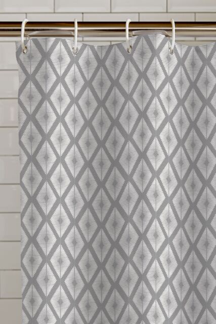 Catherine Lansfield 'Aztec Diamond' Shower Curtain Panel in Silver - Size: 180 cm width x 180 cm drop - image 1