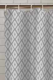 Catherine Lansfield 'Aztec Diamond' Shower Curtain Panel in Silver - Size: 180 cm width x 180 cm drop - thumbnail 1