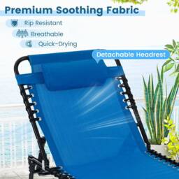 Costway Patio Folding Chaise Lounge Chair Portable Sun Lounger in Navy - thumbnail 5
