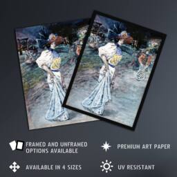 "Artery8 Henry Somm Elegant in a Japanese Garden Watercolour Wall Art Print in Blue - Size: W12"" x H16""" - thumbnail 2