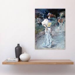 "Artery8 Henry Somm Elegant in a Japanese Garden Watercolour Wall Art Print in Blue - Size: W12"" x H16""" - thumbnail 4