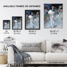 "Artery8 Henry Somm Elegant in a Japanese Garden Watercolour Wall Art Print in Blue - Size: W12"" x H16""" - thumbnail 3