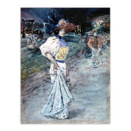 "Artery8 Henry Somm Elegant in a Japanese Garden Watercolour Wall Art Print in Blue - Size: W12"" x H16""" - thumbnail 1