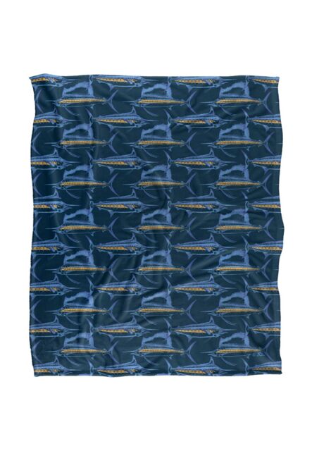 JQ Licensing Billfish Fishing Pattern Silky Touch Super Soft Throw Blanket 152 X 127 cm in White - image 1