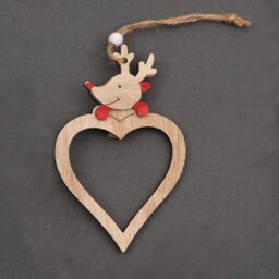 Shatchi Christmas Tree Ornaments Wooden Aesthetic Hanging Decorations Heart Shape 3Pcs in Gold - thumbnail 4