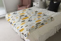 Benjamin Tate Design Autumn Floral Illustrations Blanket in Natural - Size: 120 cm x 150 cm - thumbnail 3