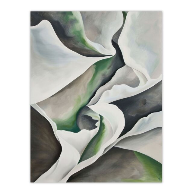 "Artery8 Fabric Folds Green Grey Abstract Watercolour Wall Art Print - Size: W12"" x H16""" - image 1