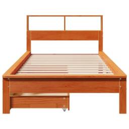 Berkfield Home Bookcase Bed without Mattress Wax Brown 75x190 cm Small Single Solid Wood Pine - thumbnail 4