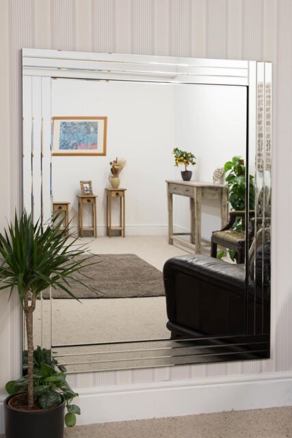 MirrorOutlet Oakley All Glass Triple Edge Bevelled Large Wall Mirror 144 x 116 CM in Silver - Size: 1 Pack - image 1